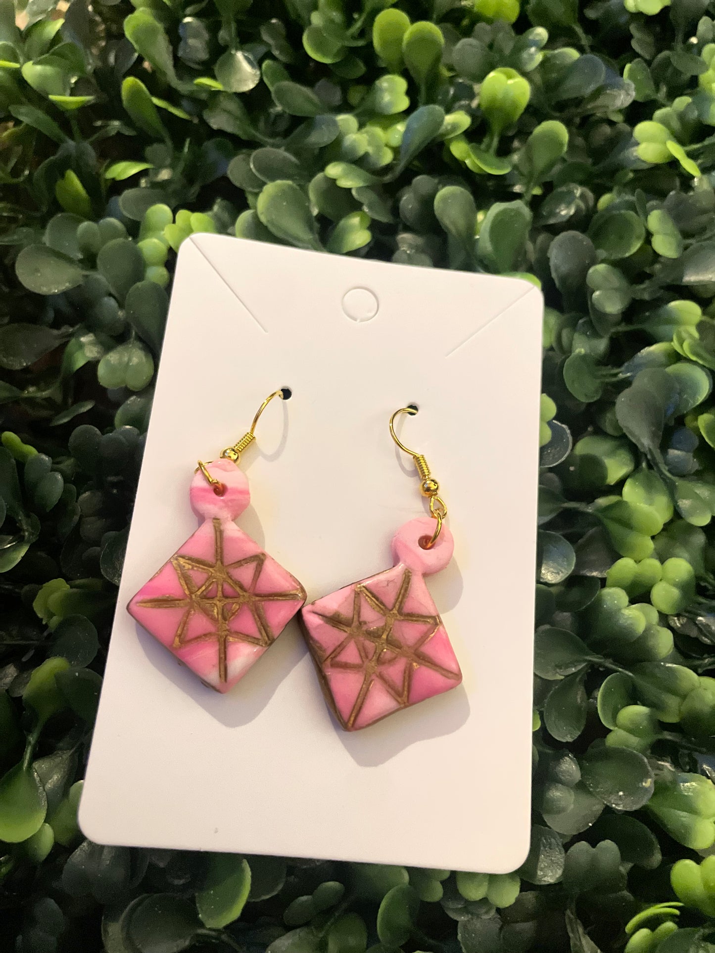 Pink gold abstract earring set