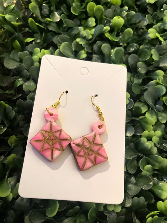 Pink gold abstract earring set