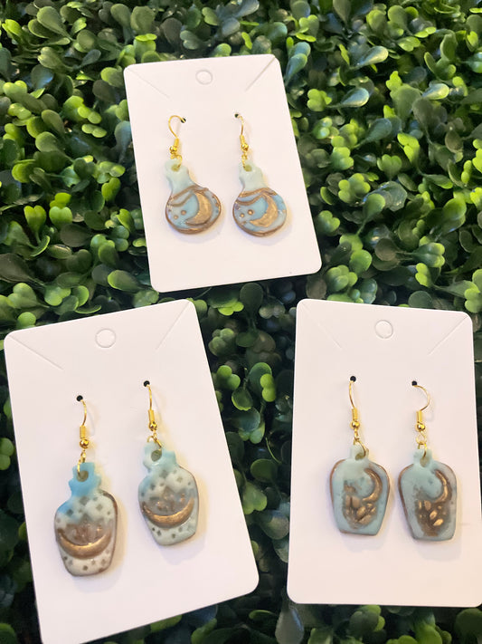 Blue gold apothecary earring set