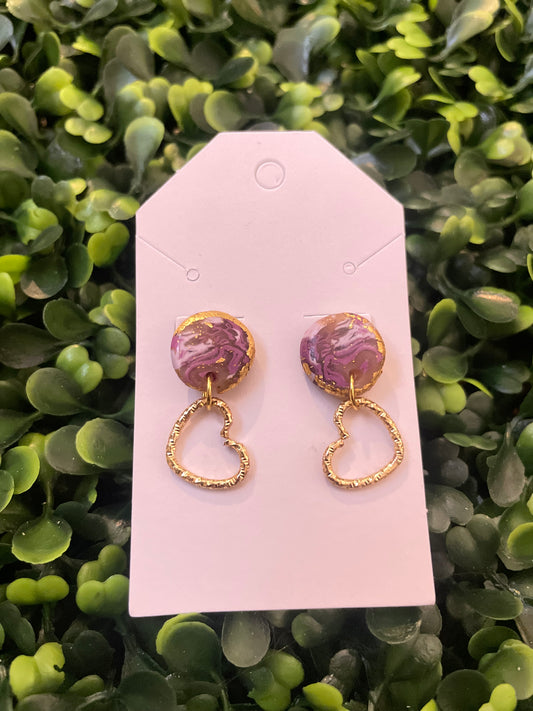 Purple gold heart stud
