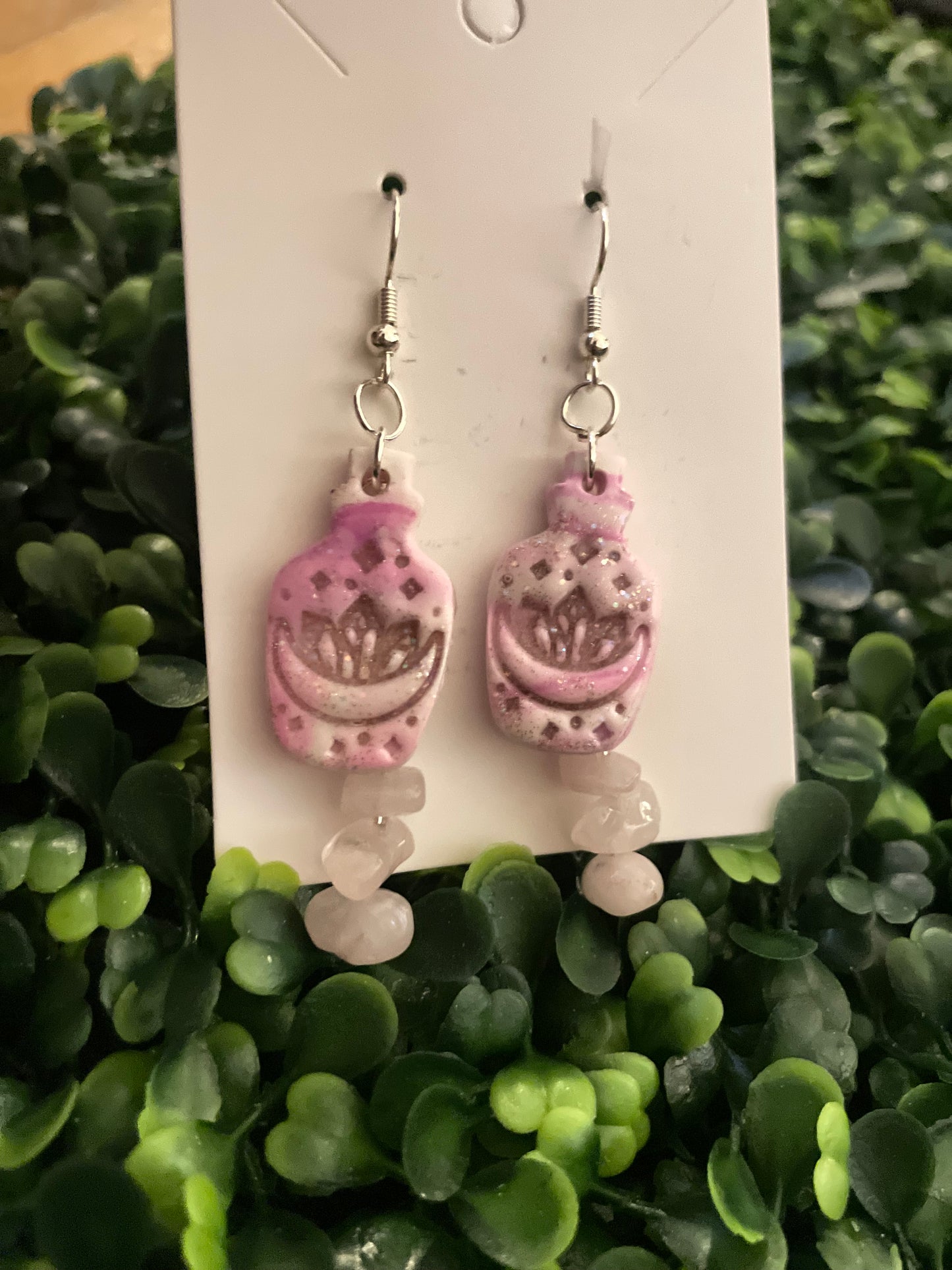 Rose quartz apothecary earrings