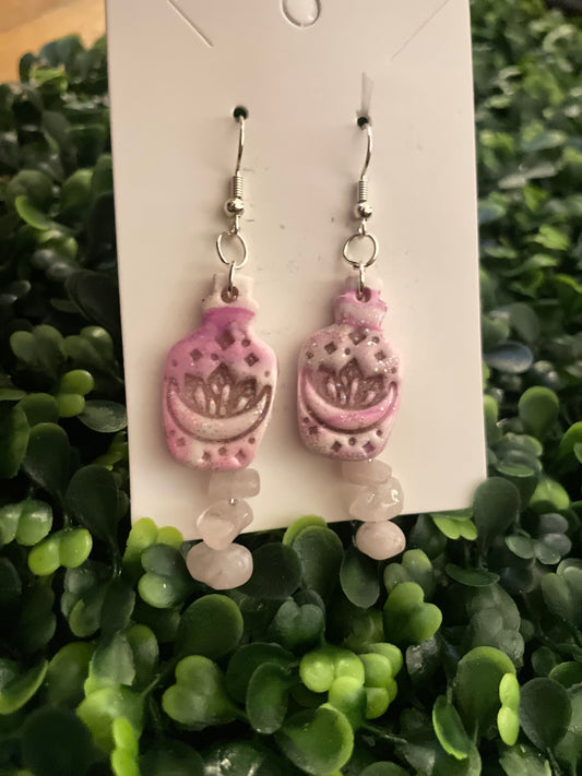 Rose quartz apothecary earrings