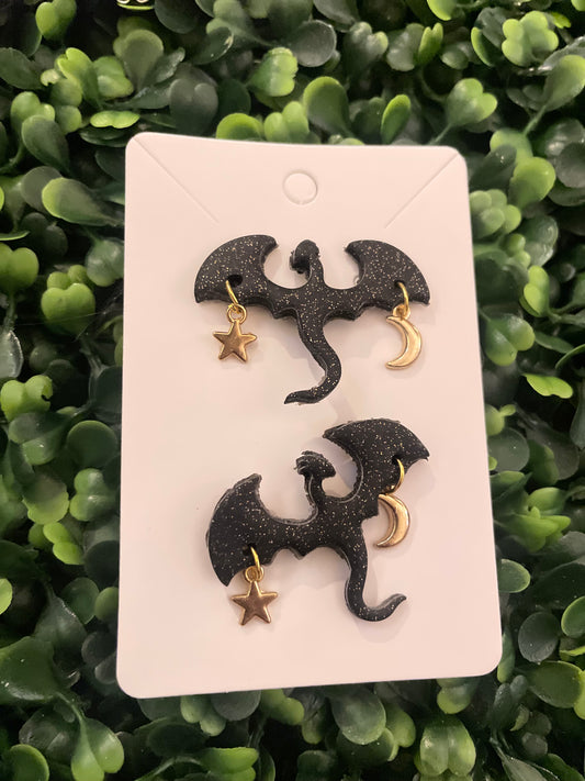 Dragon moon star earrings