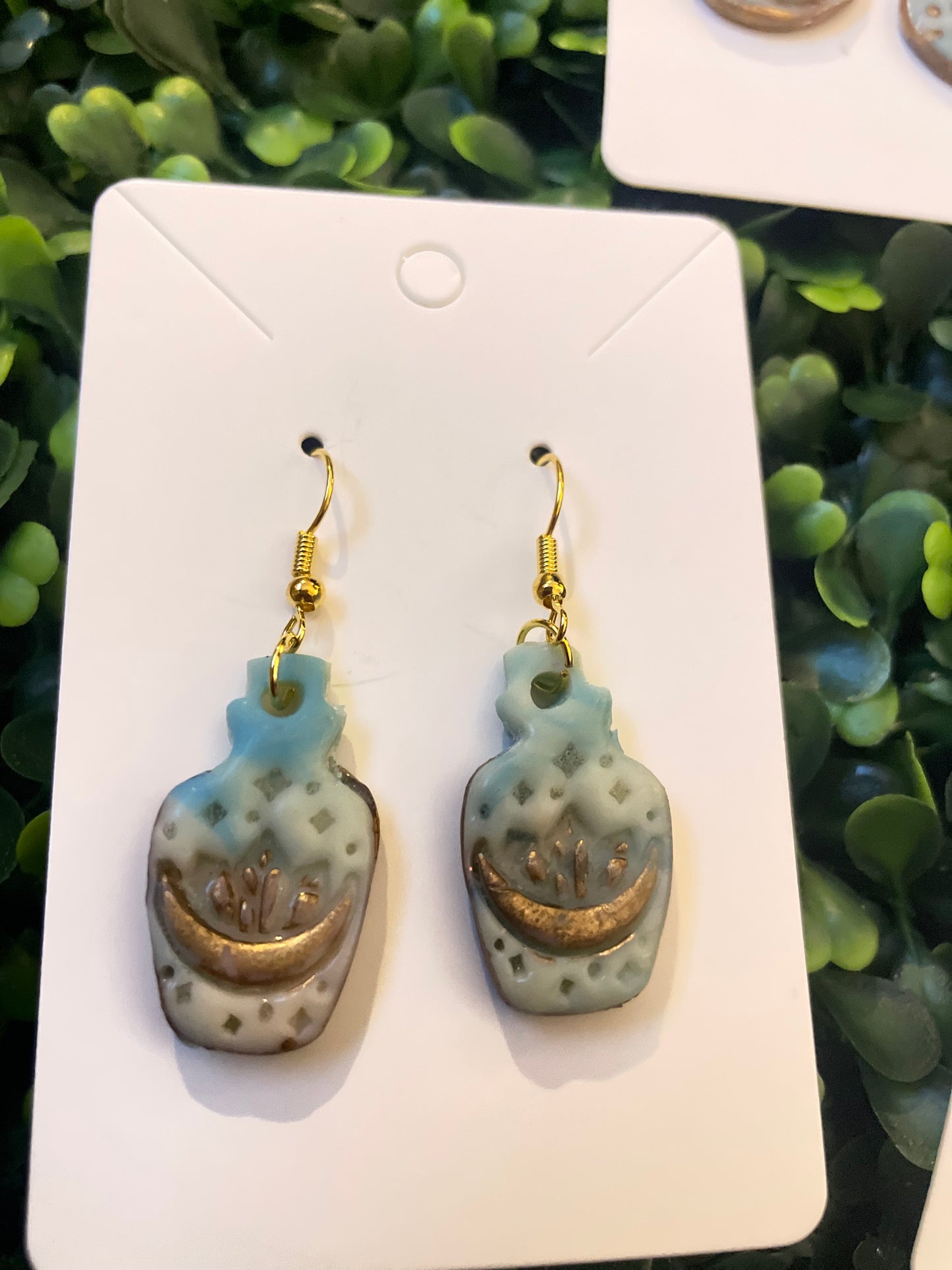 Blue gold apothecary earring set