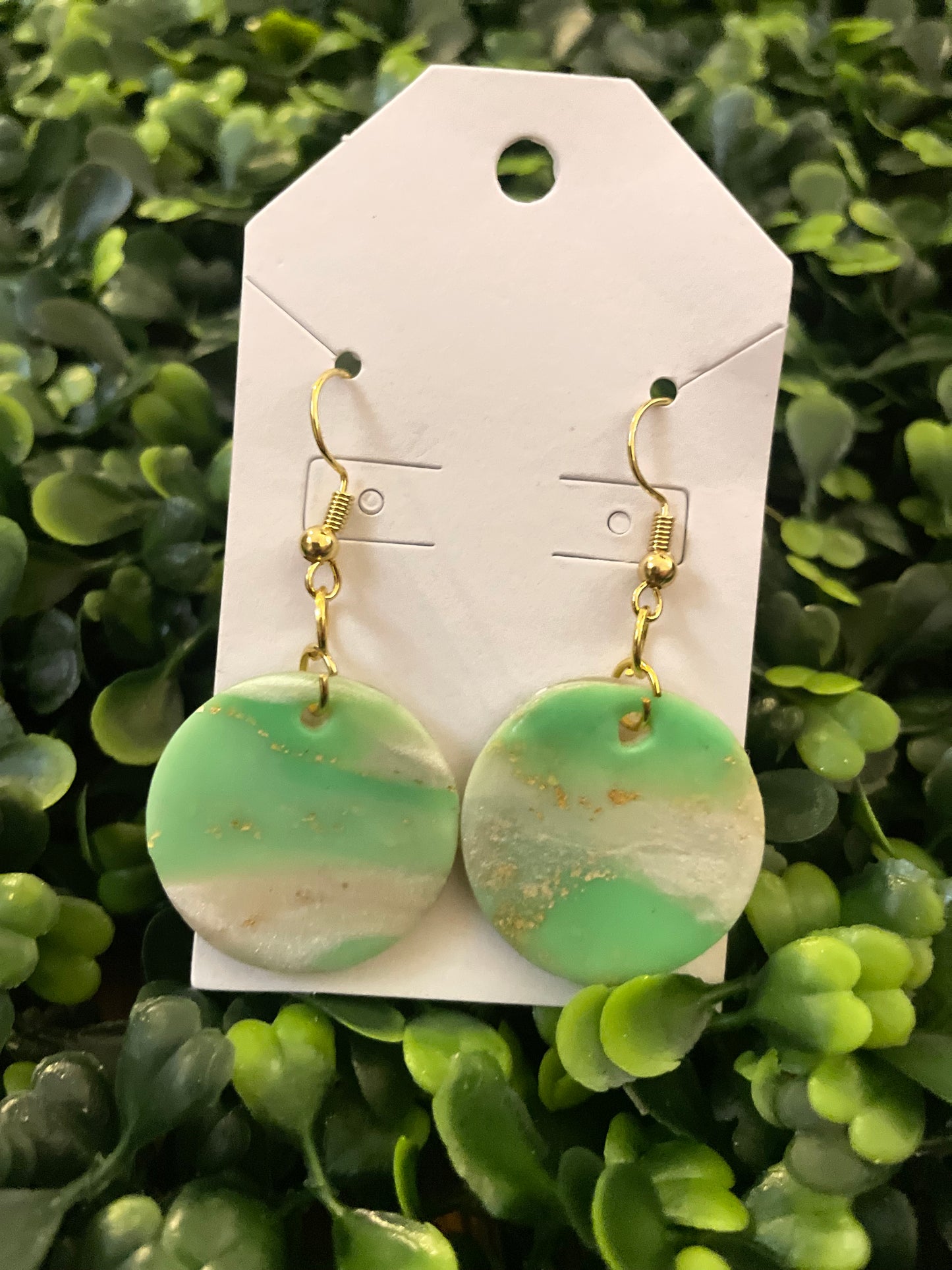 Green gold round dangle