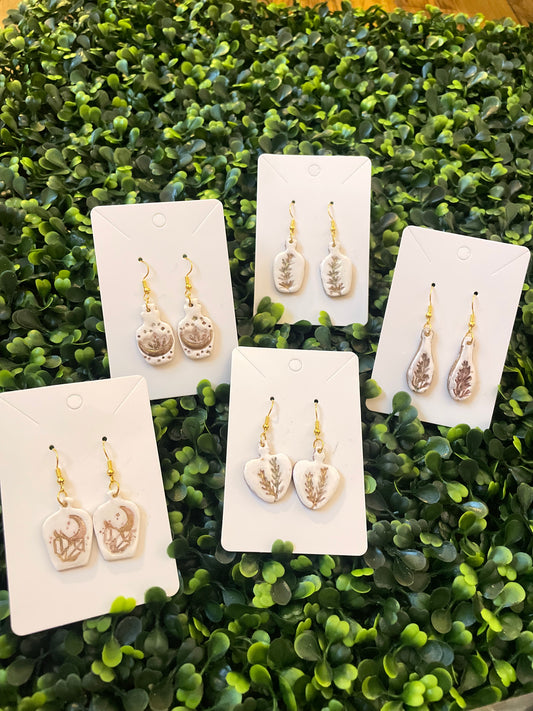 White gold apothecary earring set