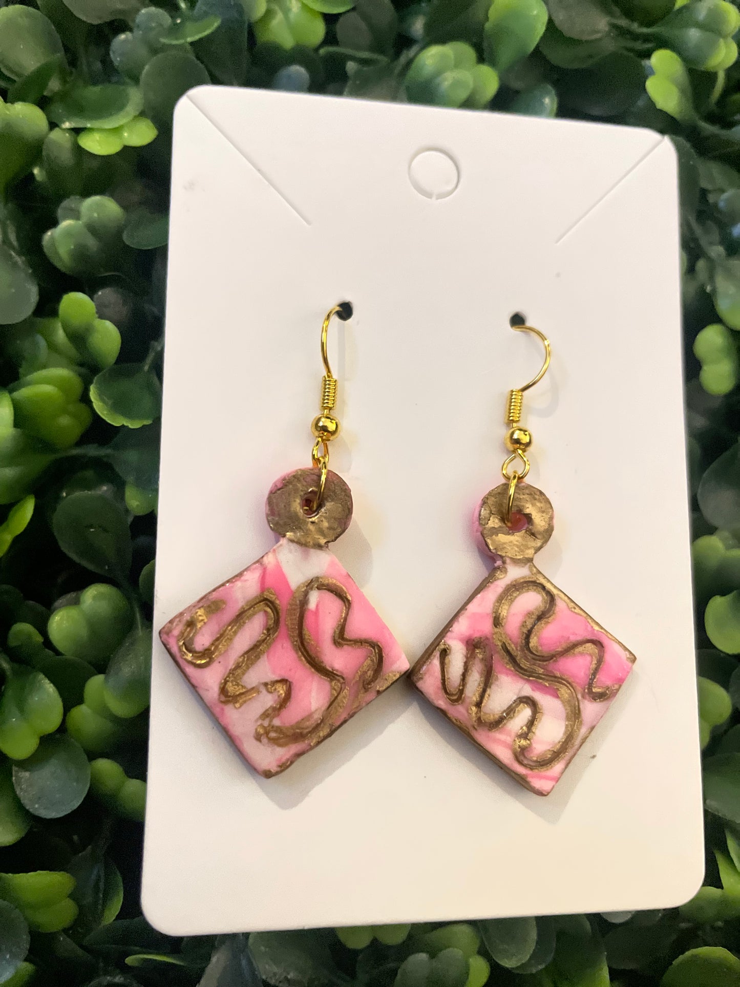 Pink gold abstract earring set