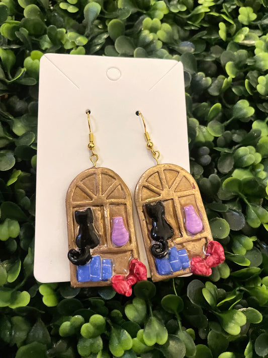 Bronze bookshelf earrings