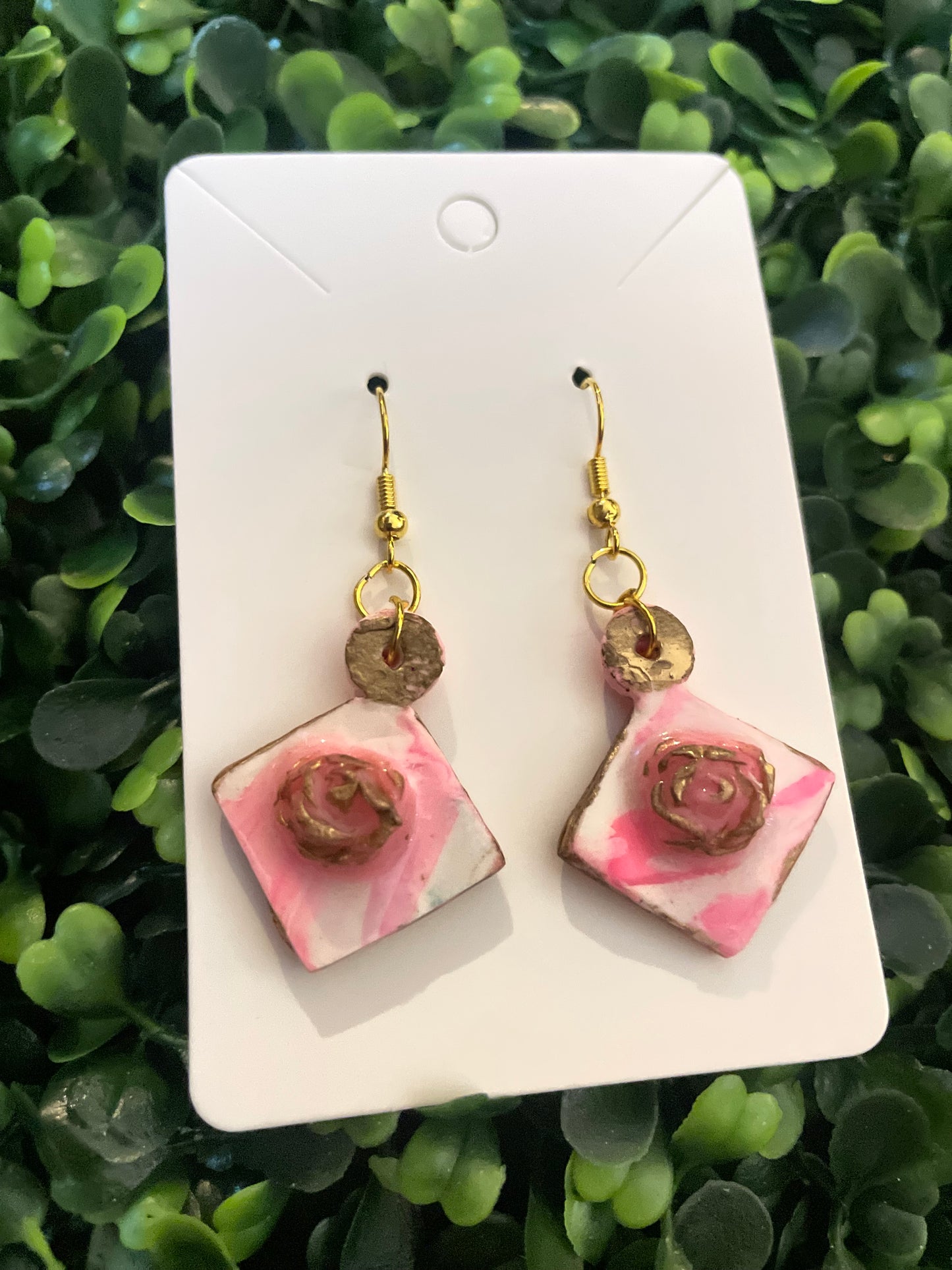 Pink gold abstract earring set